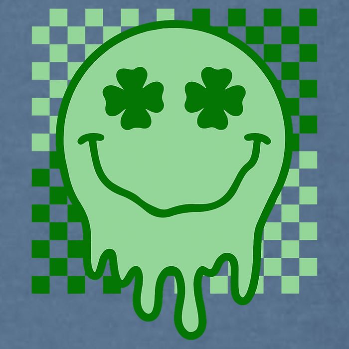 Retro Groovy Smile Face St Patricks Day Hippie Garment-Dyed Sweatshirt