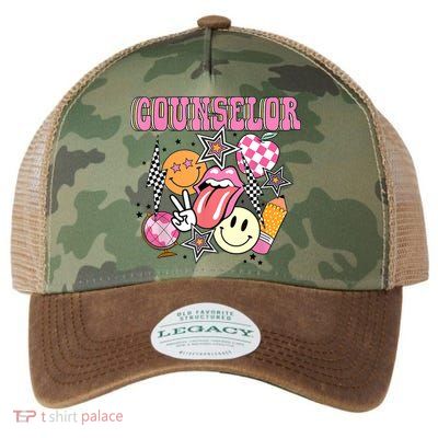 Retro Groovy School Counselor Appreciation Back To School Legacy Tie Dye Trucker Hat