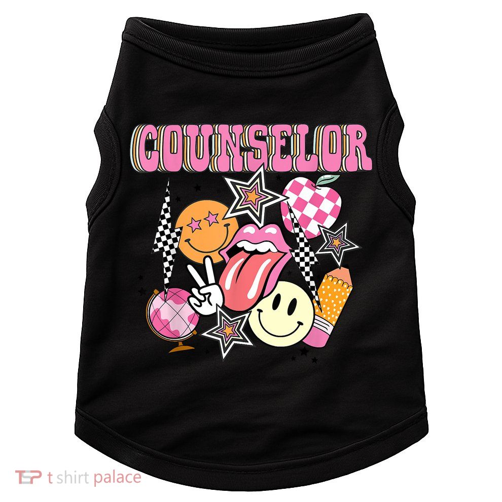 Retro Groovy School Counselor Appreciation Back To School Doggie Tank