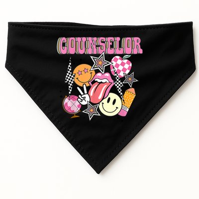 Retro Groovy School Counselor Appreciation Back To School USA-Made Doggie Bandana