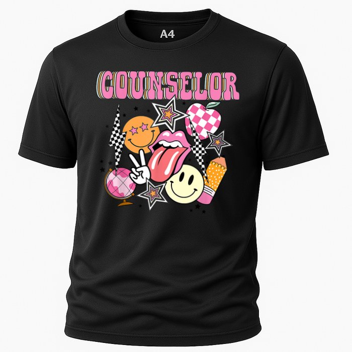 Retro Groovy School Counselor Appreciation Back To School Cooling Performance Crew T-Shirt