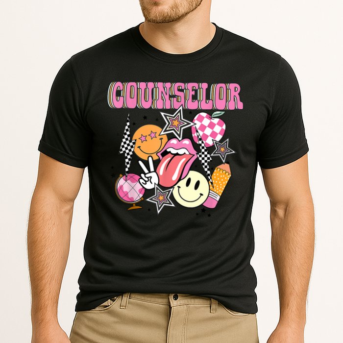 Retro Groovy School Counselor Appreciation Back To School Cooling Performance Crew T-Shirt