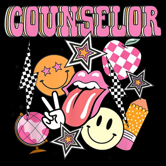 Retro Groovy School Counselor Appreciation Back To School Cooling Performance Crew T-Shirt