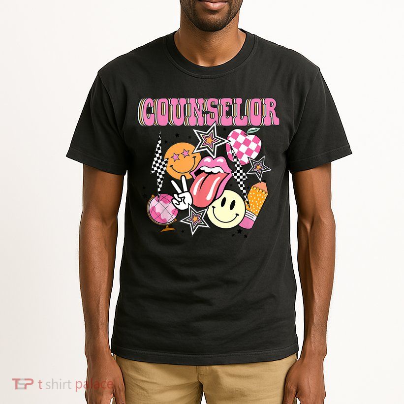 Retro Groovy School Counselor Appreciation Back To School Tall T-Shirt