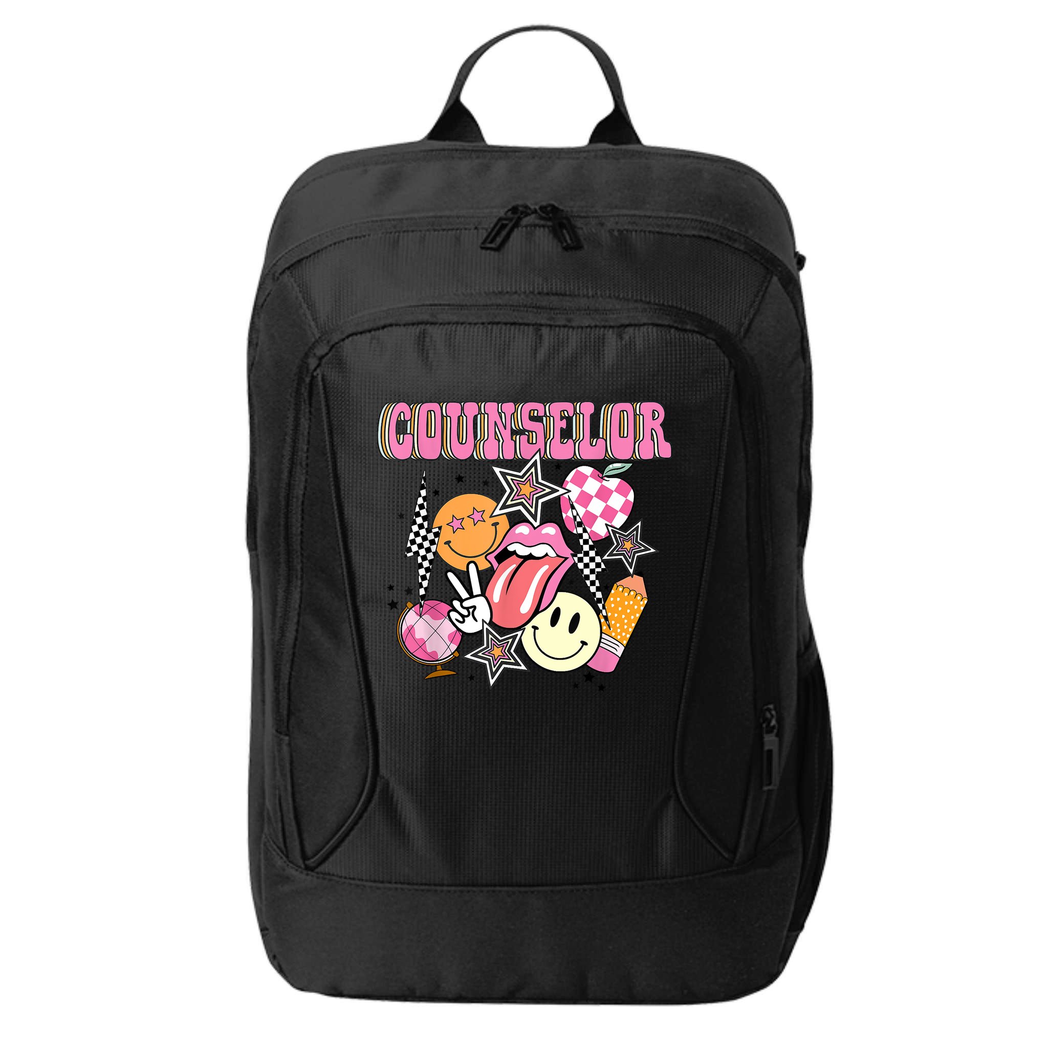 Retro Groovy School Counselor Appreciation Back To School City Backpack