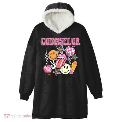Retro Groovy School Counselor Appreciation Back To School Hooded Wearable Blanket