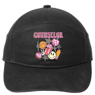 Retro Groovy School Counselor Appreciation Back To School 7-Panel Snapback Hat