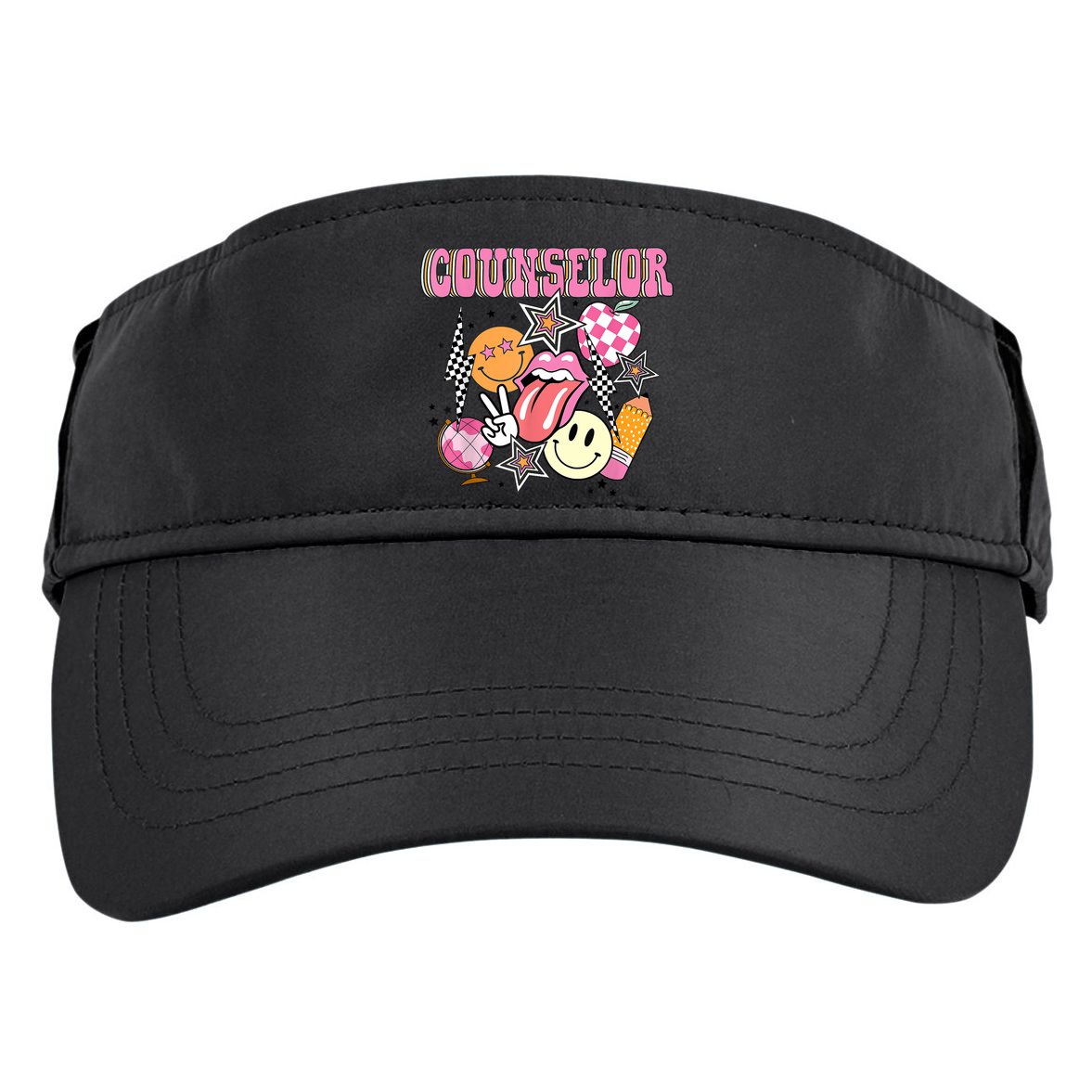 Retro Groovy School Counselor Appreciation Back To School Adult Drive Performance Visor