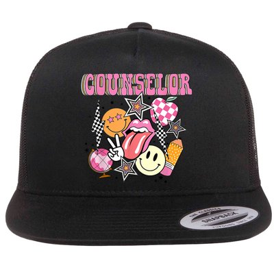 Retro Groovy School Counselor Appreciation Back To School Flatbill Hat