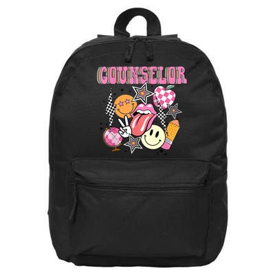 Retro Groovy School Counselor Appreciation Back To School 16 in Basic Backpack