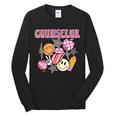 Retro Groovy School Counselor Appreciation Back To School Tall Long Sleeve T-Shirt