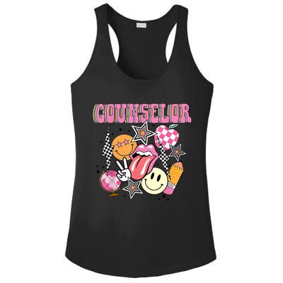 Retro Groovy School Counselor Appreciation Back To School Ladies PosiCharge Competitor Racerback Tank