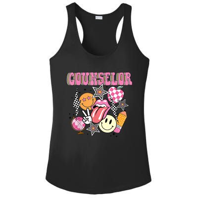 Retro Groovy School Counselor Appreciation Back To School Ladies PosiCharge Competitor Racerback Tank