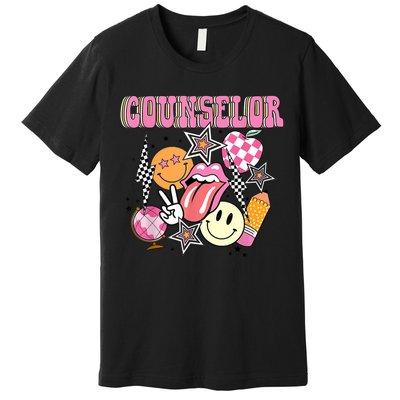 Retro Groovy School Counselor Appreciation Back To School Premium T-Shirt
