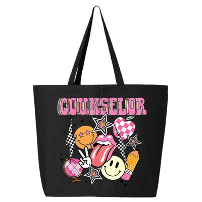 Retro Groovy School Counselor Appreciation Back To School 25L Jumbo Tote