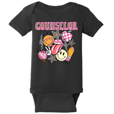 Retro Groovy School Counselor Appreciation Back To School Baby Bodysuit