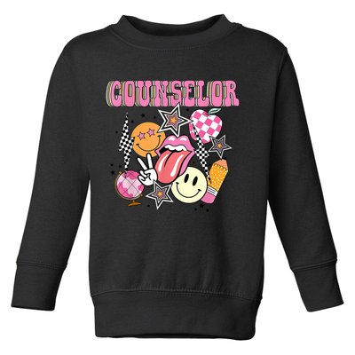 Retro Groovy School Counselor Appreciation Back To School Toddler Sweatshirt