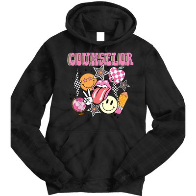 Retro Groovy School Counselor Appreciation Back To School Tie Dye Hoodie