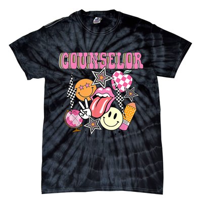 Retro Groovy School Counselor Appreciation Back To School Tie-Dye T-Shirt