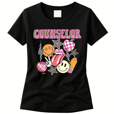 Retro Groovy School Counselor Appreciation Back To School Womens T-Shirt