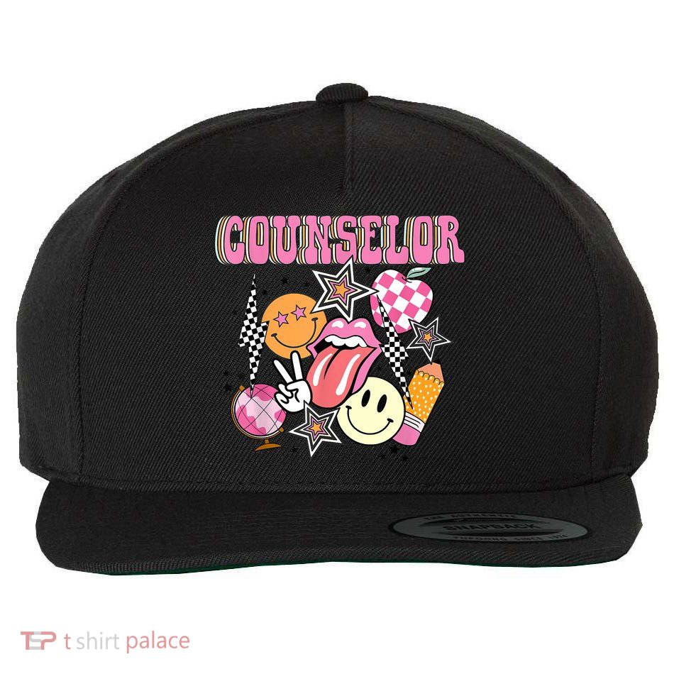 Retro Groovy School Counselor Appreciation Back To School Wool Snapback Cap