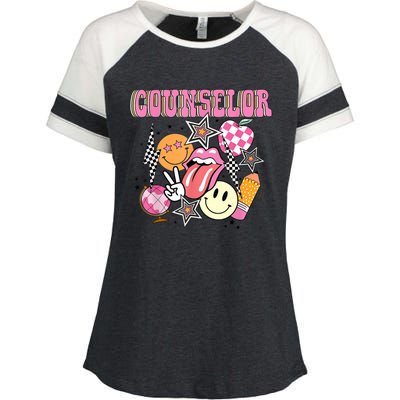 Retro Groovy School Counselor Appreciation Back To School Enza Ladies Jersey Colorblock Tee