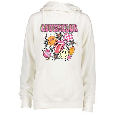 Retro Groovy School Counselor Appreciation Back To School Womens Funnel Neck Pullover Hood