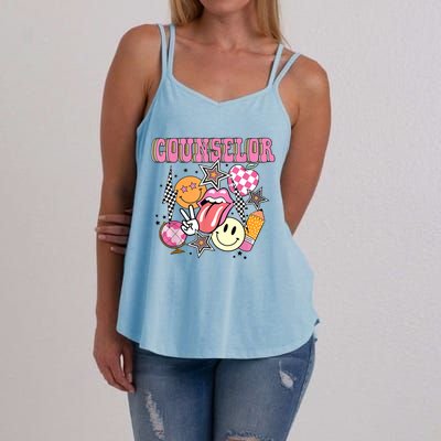 Retro Groovy School Counselor Appreciation Back To School Women's Strappy Tank