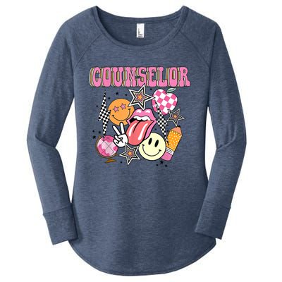 Retro Groovy School Counselor Appreciation Back To School Women's Perfect Tri Tunic Long Sleeve Shirt