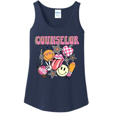 Retro Groovy School Counselor Appreciation Back To School Ladies Essential Tank