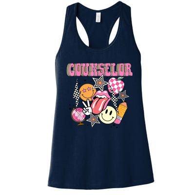 Retro Groovy School Counselor Appreciation Back To School Women's Racerback Tank