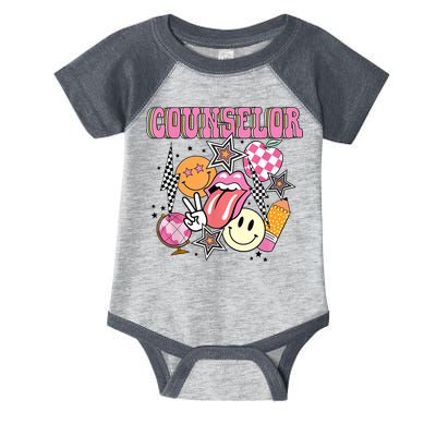 Retro Groovy School Counselor Appreciation Back To School Infant Baby Jersey Bodysuit