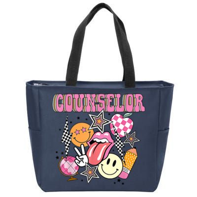 Retro Groovy School Counselor Appreciation Back To School Zip Tote Bag