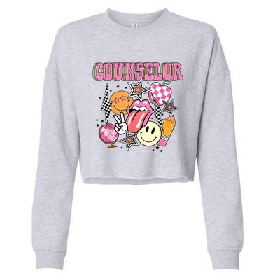 Retro Groovy School Counselor Appreciation Back To School Cropped Pullover Crew