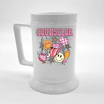 Retro Groovy School Counselor Appreciation Back To School Beer Stein