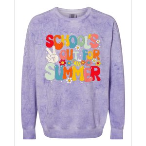 Retro Groovy School's Out For Summer Graduation Teacher Colorblast Crewneck Sweatshirt