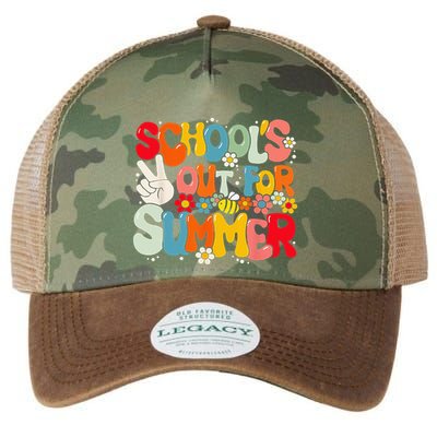Retro Groovy School's Out For Summer Graduation Teacher Legacy Tie Dye Trucker Hat