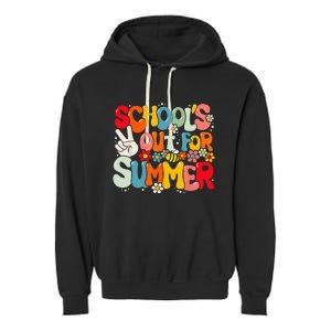 Retro Groovy School's Out For Summer Graduation Teacher Garment-Dyed Fleece Hoodie