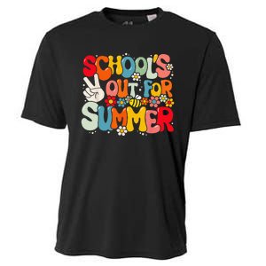 Retro Groovy School's Out For Summer Graduation Teacher Cooling Performance Crew T-Shirt