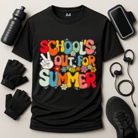 Retro Groovy School's Out For Summer Graduation Teacher Cooling Performance Crew T-Shirt