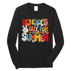 Retro Groovy School's Out For Summer Graduation Teacher Long Sleeve Shirt