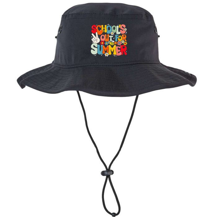 Retro Groovy School's Out For Summer Graduation Teacher Bucket Hat