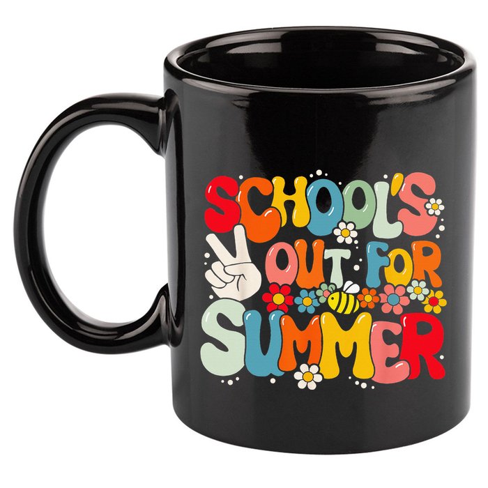Retro Groovy School's Out For Summer Graduation Teacher 11oz C Handle Ceramic Mug