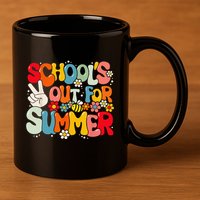 Retro Groovy School's Out For Summer Graduation Teacher 11oz C Handle Ceramic Mug