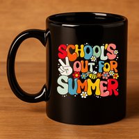 Retro Groovy School's Out For Summer Graduation Teacher 11oz C Handle Ceramic Mug