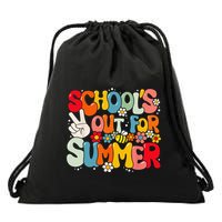 Retro Groovy School's Out For Summer Graduation Teacher Drawstring Bag
