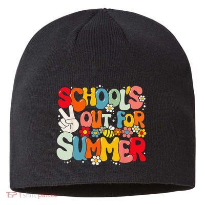 Retro Groovy School's Out For Summer Graduation Teacher Sustainable Beanie