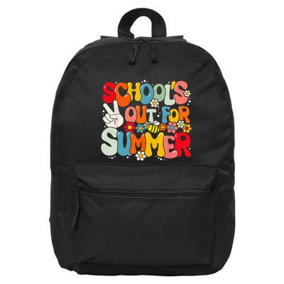 Retro Groovy School's Out For Summer Graduation Teacher 16 in Basic Backpack