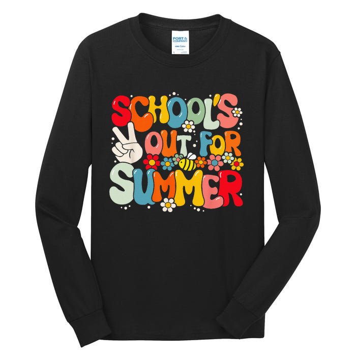 Retro Groovy School's Out For Summer Graduation Teacher Tall Long Sleeve T-Shirt