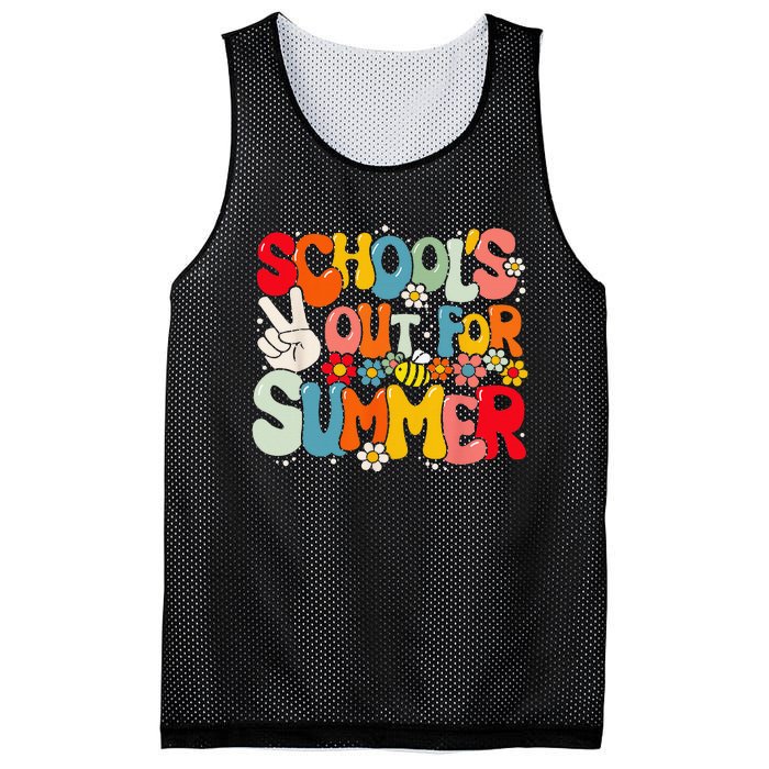 Retro Groovy School's Out For Summer Graduation Teacher Mesh Reversible Basketball Jersey Tank